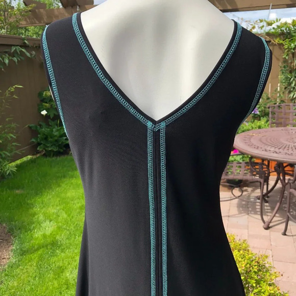 Joseph Ribkoff Casual Sleeveless V Neck Polyester Dress Black w Blue Sz 6 NWT - Picture 6 of 10